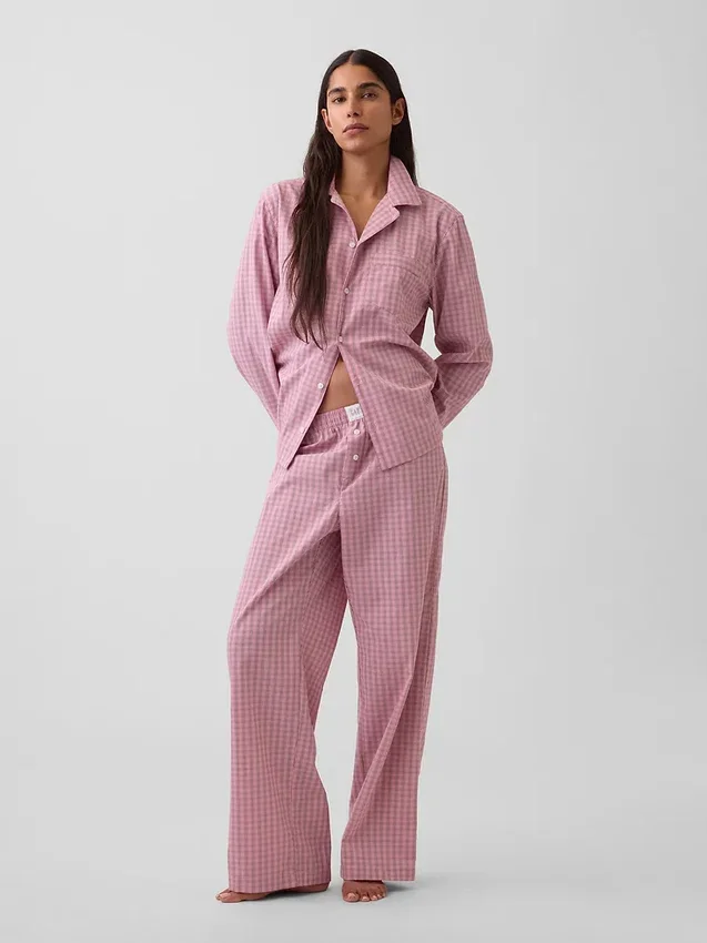 Pyjamas skjorta i poplin