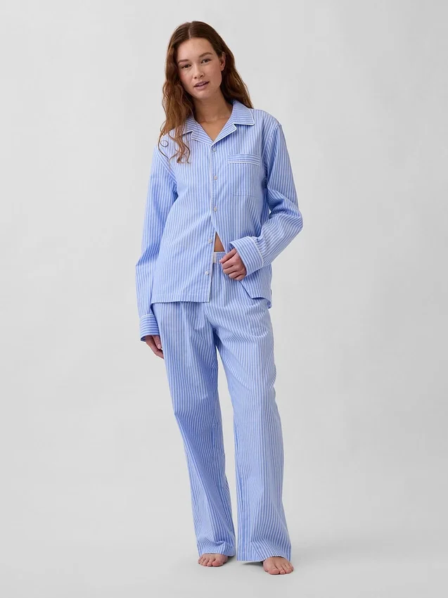 Pyjamas skjorta i poplin