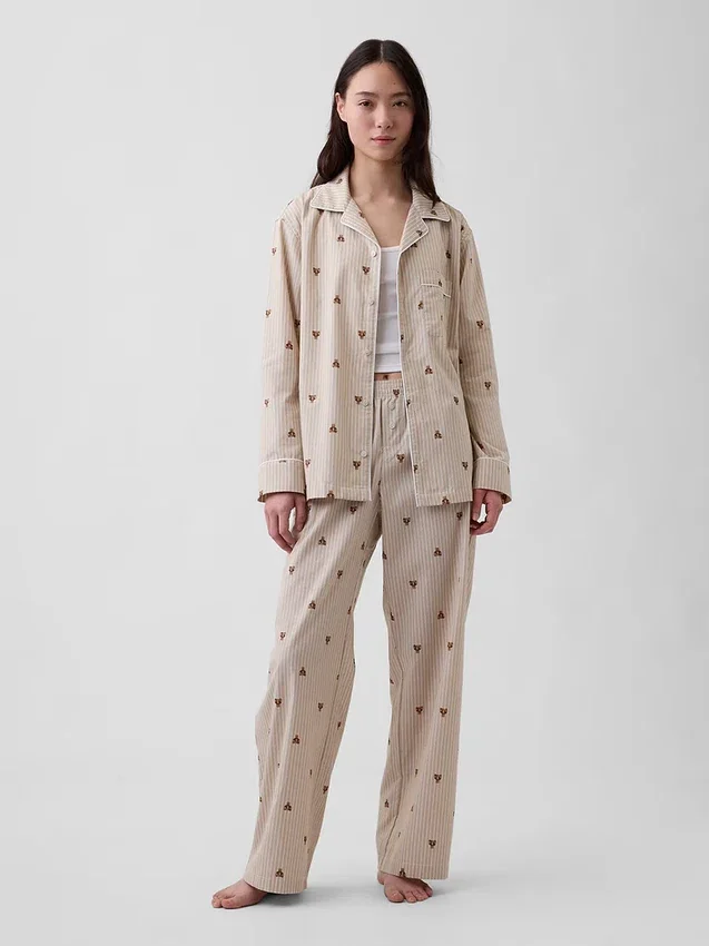 Pyjamas skjorta i poplin