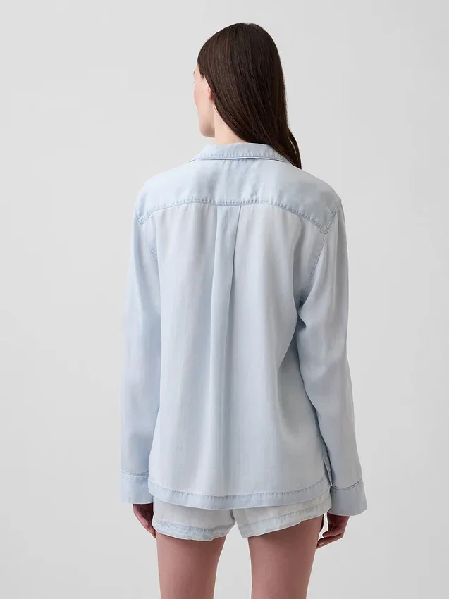Pyjamas skjorta i poplin