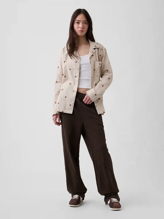 Pyjamas skjorta i poplin
