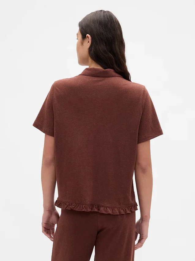 Pyjamas skjorta med volanger