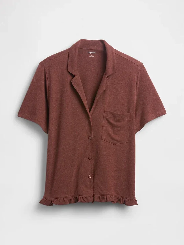 Pyjamas skjorta med volanger