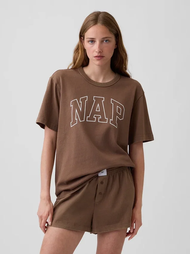 Pyjamas-T-shirt i oversized-modell med Nap-logotyp