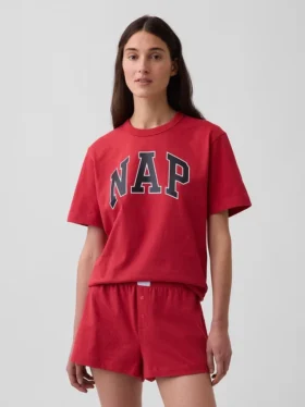 Pyjamas-T-shirt i oversized-modell med Nap-logotyp