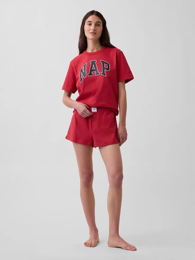 Pyjamas-T-shirt i oversized-modell med Nap-logotyp