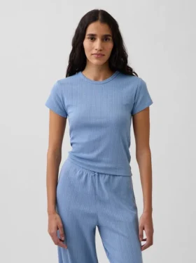 Pyjamas-T-shirt i pointelle