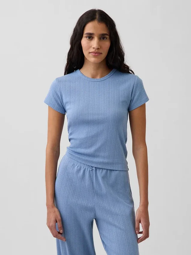 Pyjamas-T-shirt i pointelle