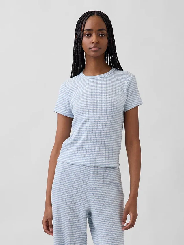 Pyjamas-T-shirt i pointelle