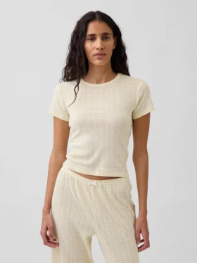 Pyjamas-T-shirt i pointelle