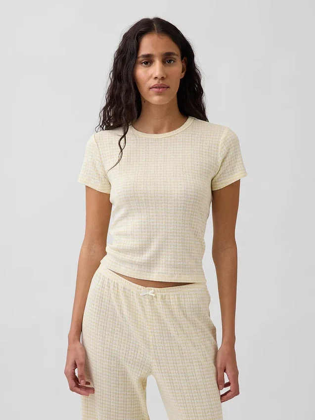 Pyjamas-T-shirt i pointelle
