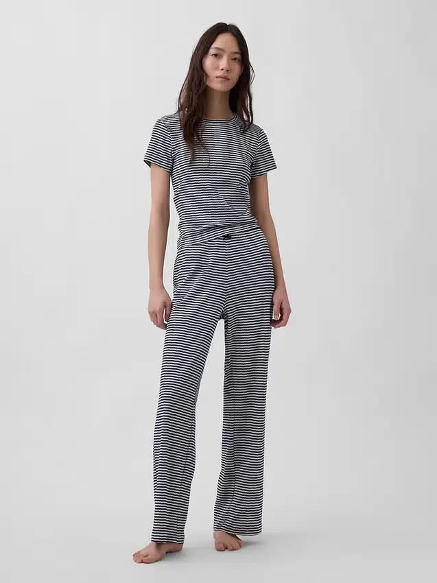Pyjamas-T-shirt i pointelle