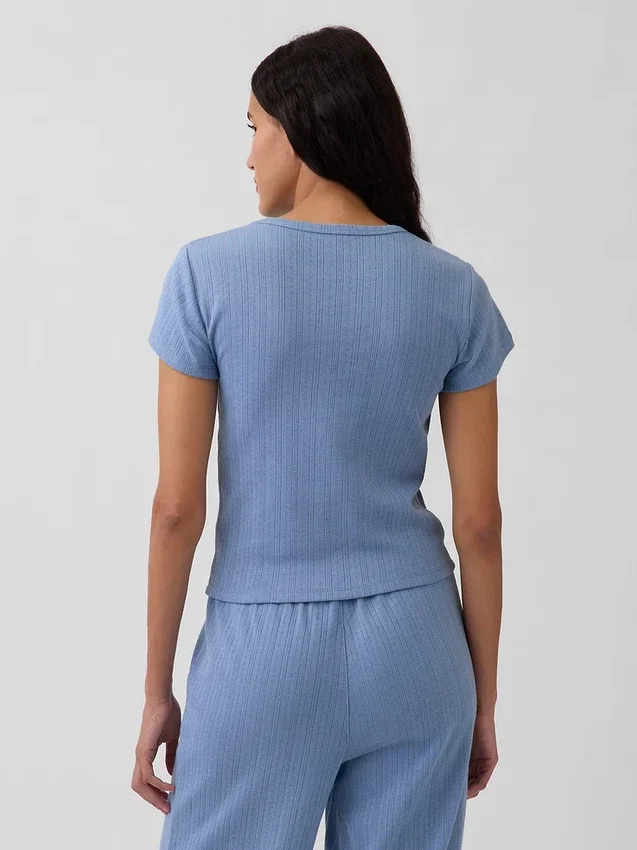 Pyjamas-T-shirt i pointelle