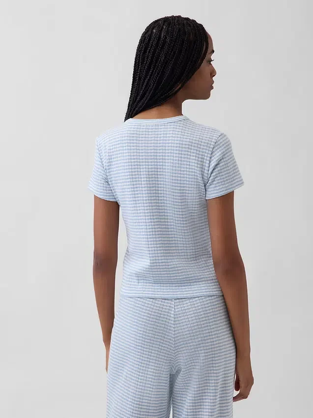 Pyjamas-T-shirt i pointelle