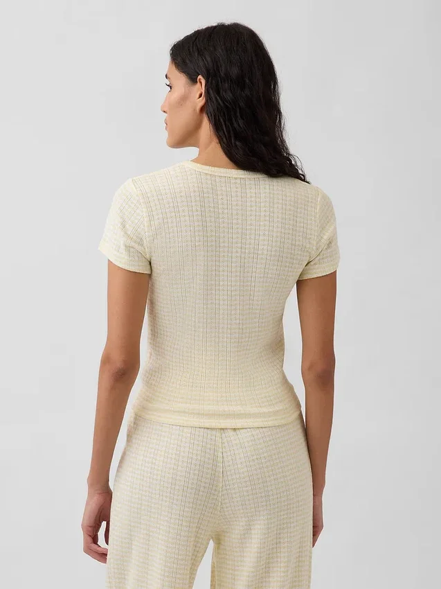 Pyjamas-T-shirt i pointelle