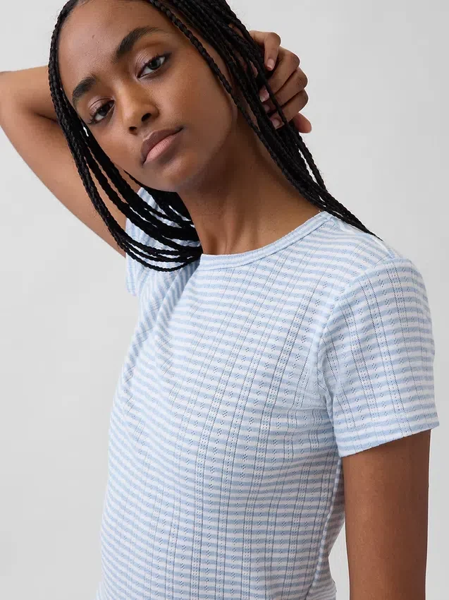 Pyjamas-T-shirt i pointelle
