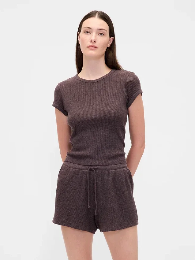 Pyjamas-T-shirt i våffelstickning