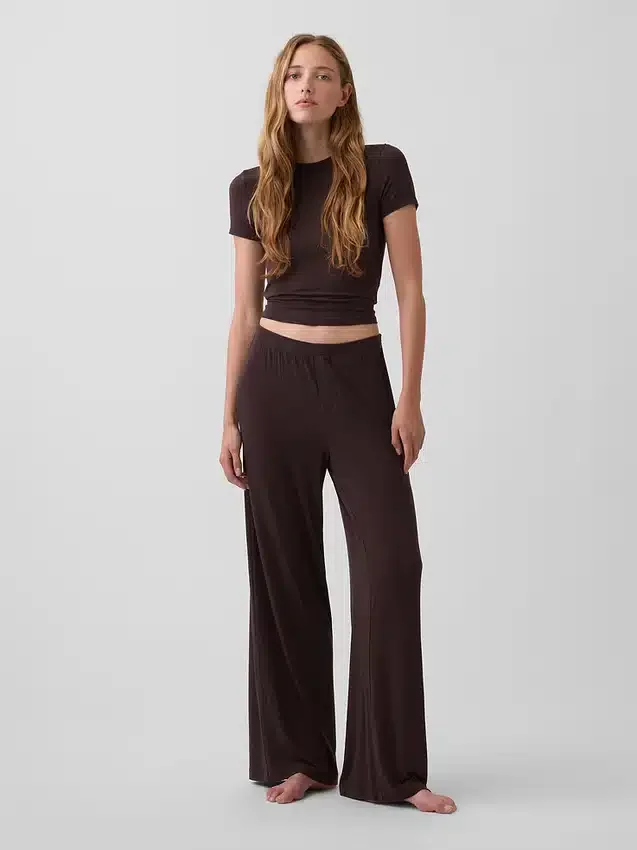 Pyjamasbyxor i mjuk modalribb