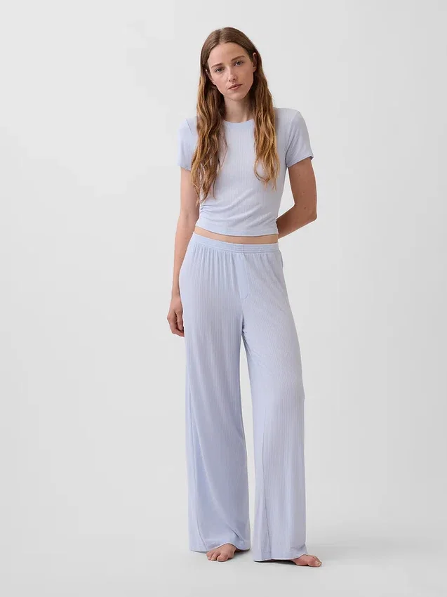 Pyjamasbyxor i mjuk modalribb