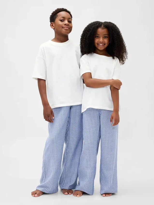 Pyjamasbyxor i återvunnen flanell för barn