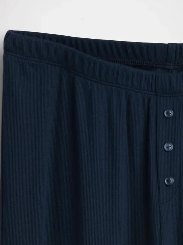 Pyjamasbyxor med breda ben i miniribb