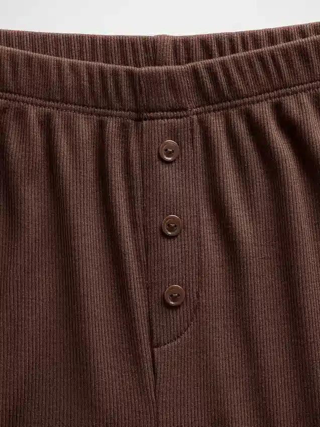 Pyjamasbyxor med breda ben i miniribb