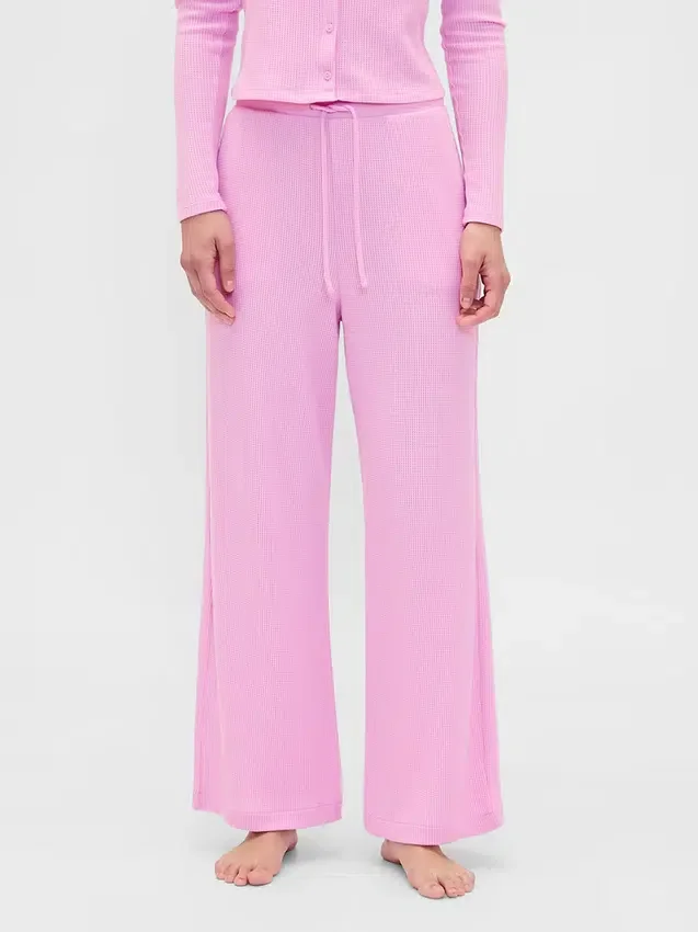 Pyjamasbyxor med breda ben i våffelmönster