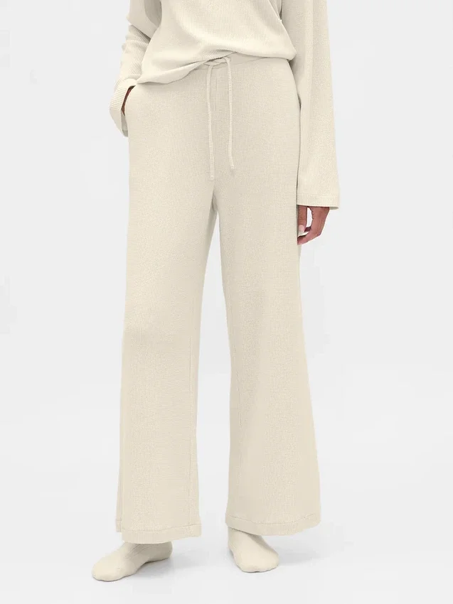 Pyjamasbyxor med breda ben i våffelmönster