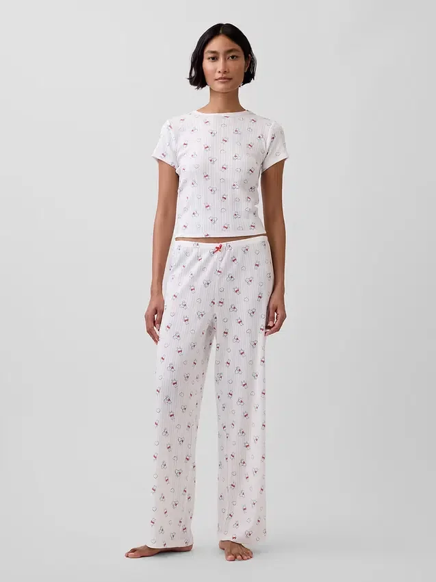 Pyjamasbyxor med Winnie the Pooh-mönster i pointelle