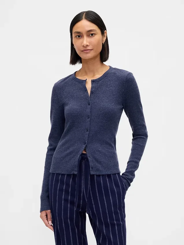 Pyjamaskofta i våffelstickning