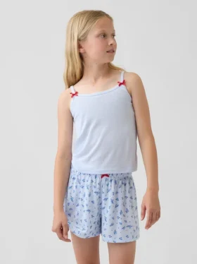 Pyjamaslinne i återvunnen ribbstickning för barn