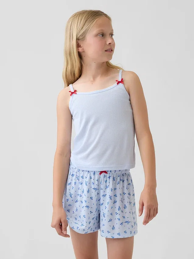 Pyjamaslinne i återvunnen ribbstickning för barn