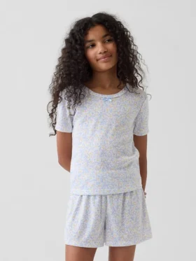 PyjamasShorts för barn i återvunnen pointelle