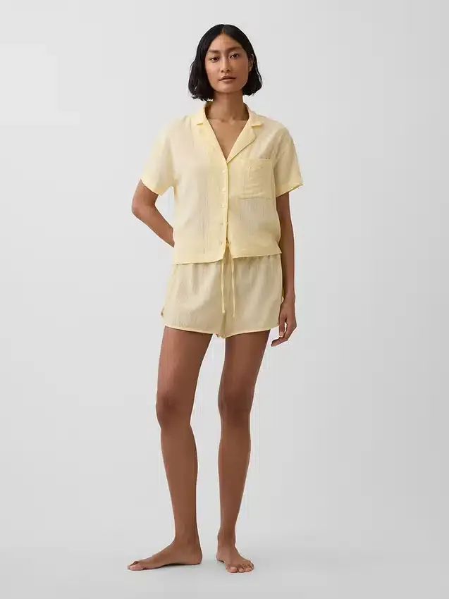 PyjamasShorts i skrynklig gasväv