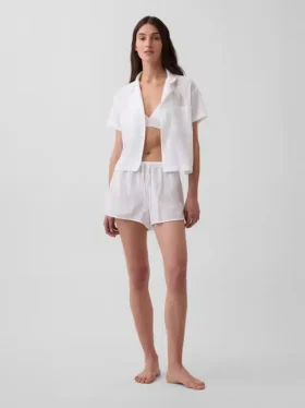 PyjamasShorts i skrynklig gasväv
