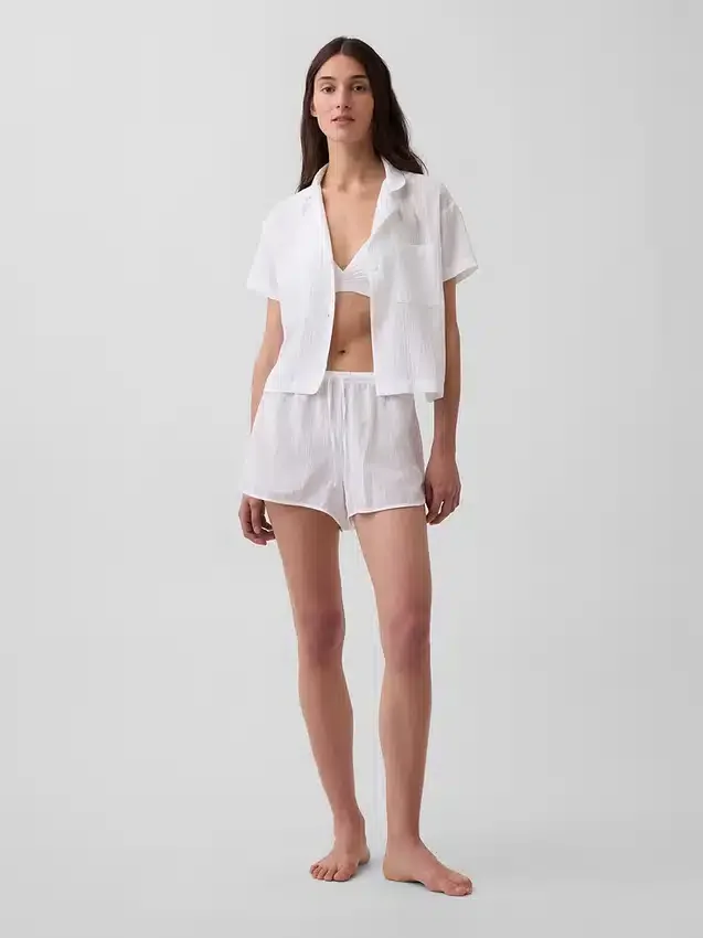 PyjamasShorts i skrynklig gasväv