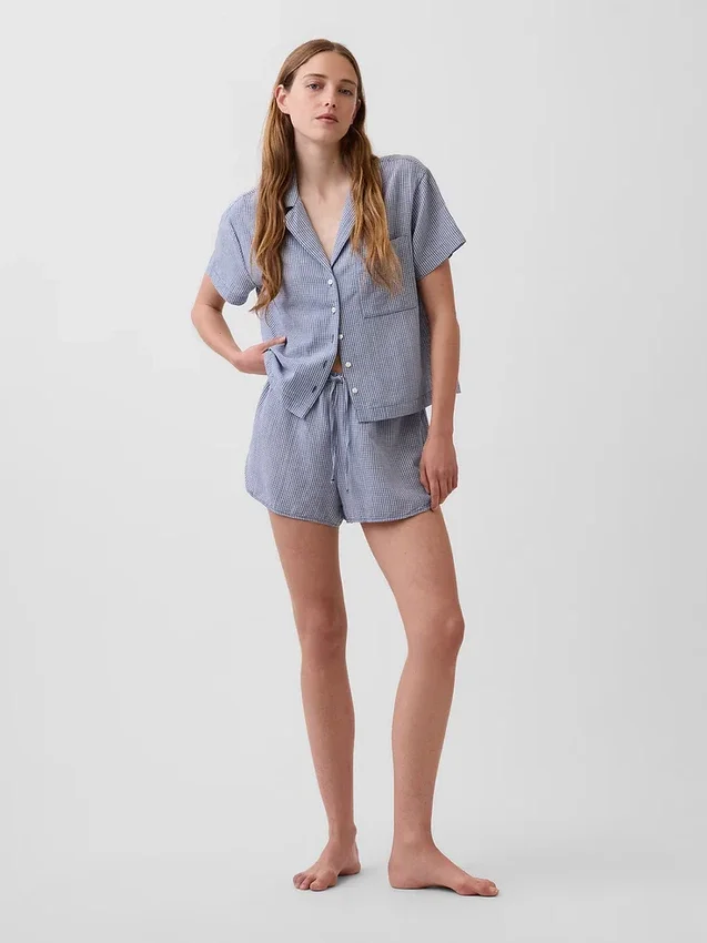 PyjamasShorts i skrynklig gasväv