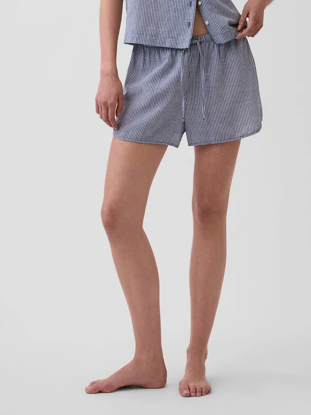 PyjamasShorts i skrynklig gasväv