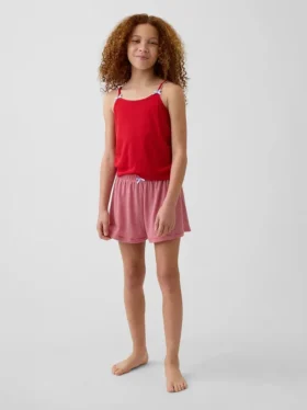 PyjamasShorts i återvunnen ribbstickad tröja för barn