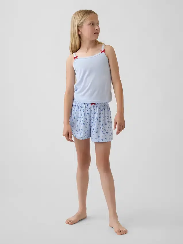 PyjamasShorts i återvunnen ribbstickad tröja för barn