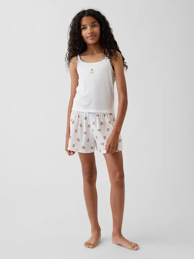 PyjamasShorts i återvunnen ribbstickad tröja för barn