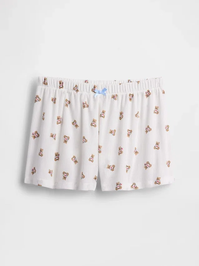 PyjamasShorts i återvunnen ribbstickad tröja för barn