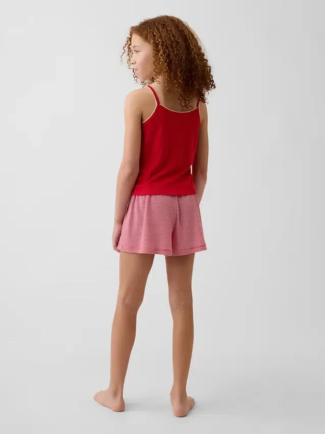 PyjamasShorts i återvunnen ribbstickad tröja för barn