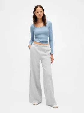 Pyjamasöverdel med mini-ribb och spetskant