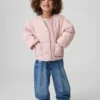 Quiltad jacka med blommig brodyr för Baby & Småbarn