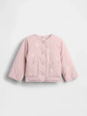 Quiltad jacka med blommig brodyr för Baby & Småbarn