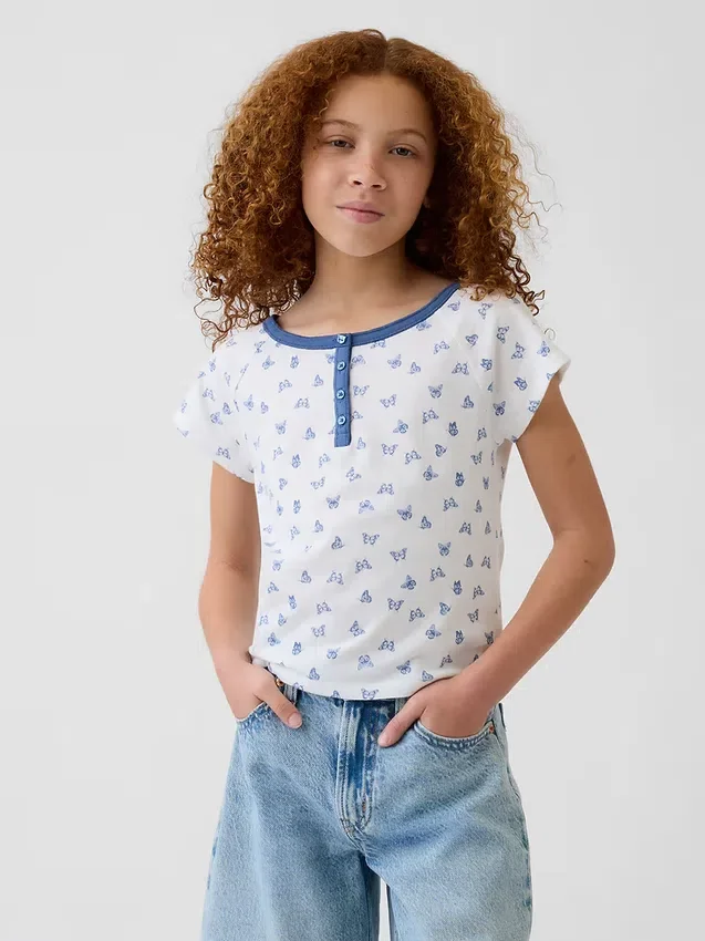 Raglan-henley-T-shirt för barn
