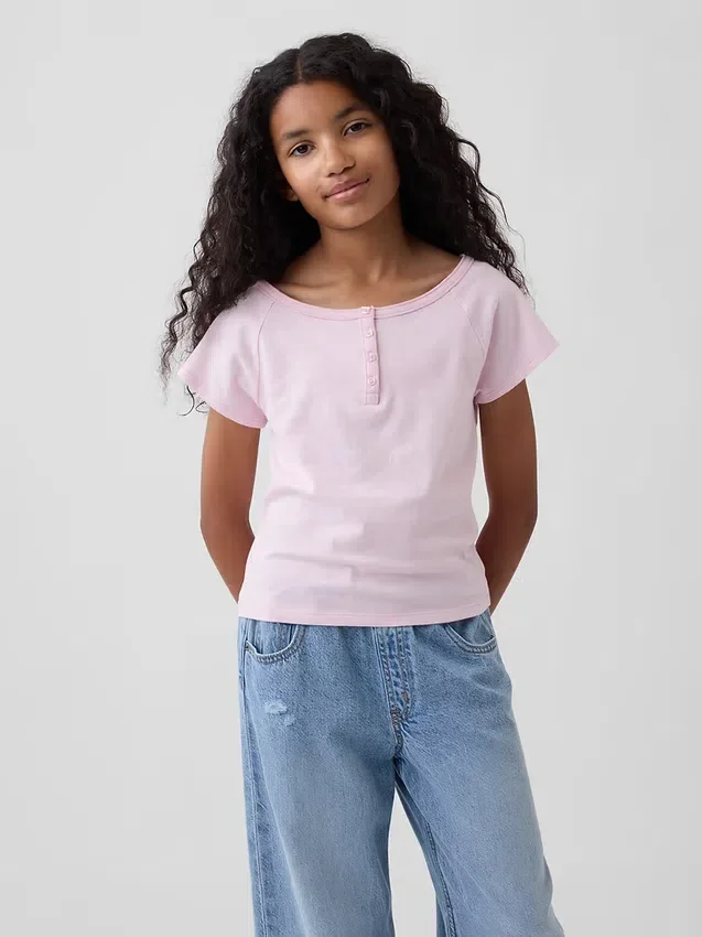 Raglan-henley-T-shirt för barn