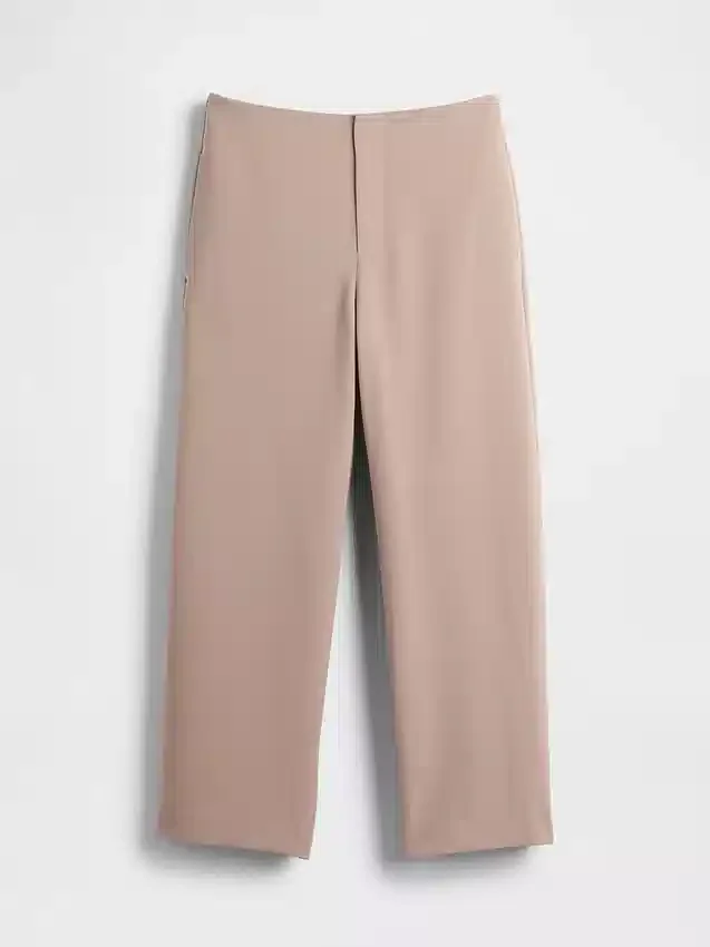 Raka ankellånga byxor i twill med hög midja