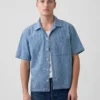 Resortskjorta i denim-dobby